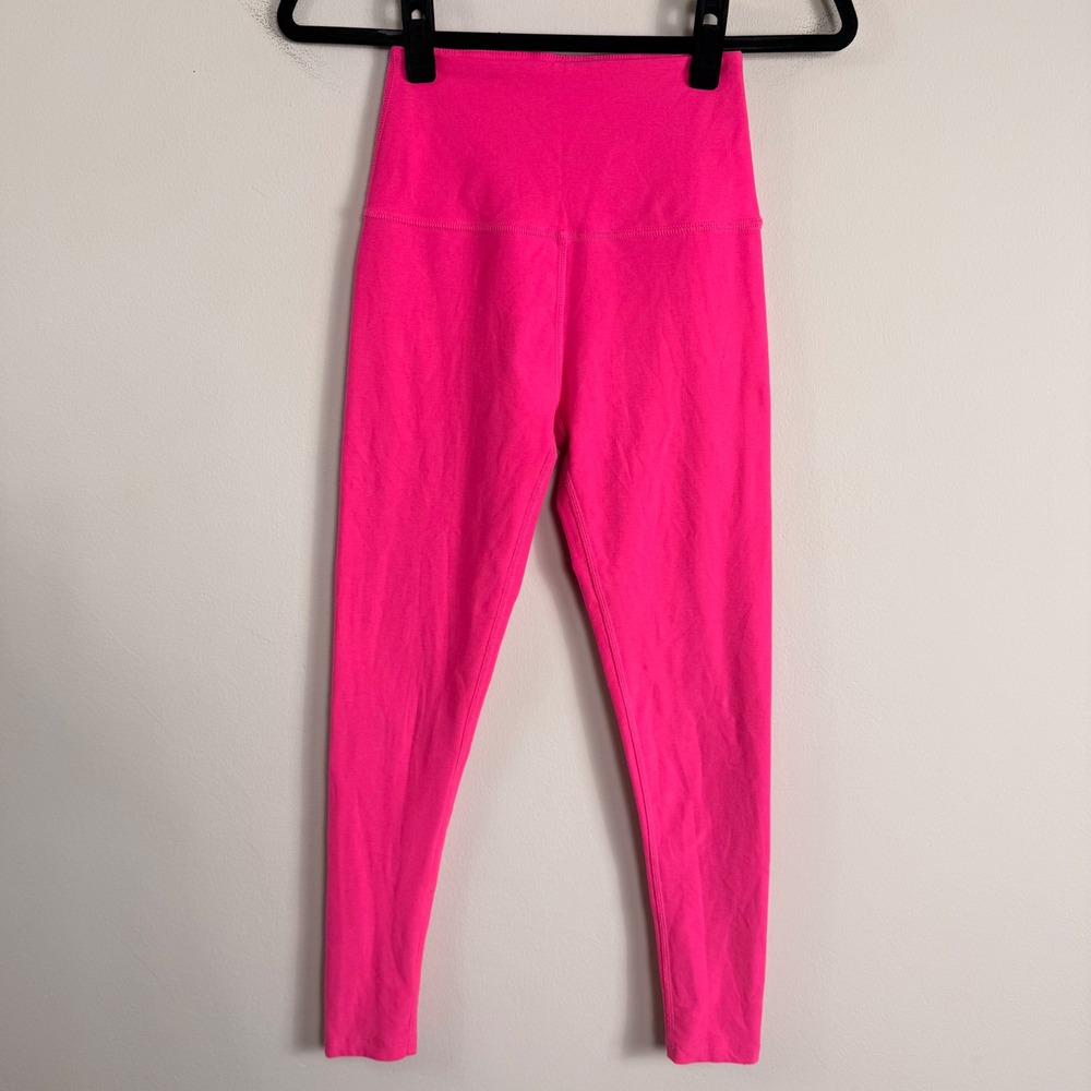 Beyond Yoga Spacedyed Womens High Waisted Midi Leggings Neon Electric Pink Small